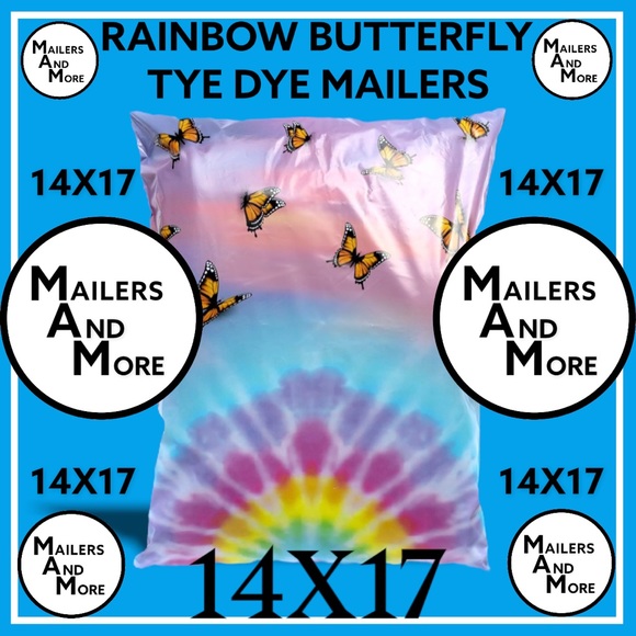 25 Poly Mailers 14X17 Rainbow Tye Dye Butterflies, Shipping Envelopes PRICE FIRM - Picture 3 of 5